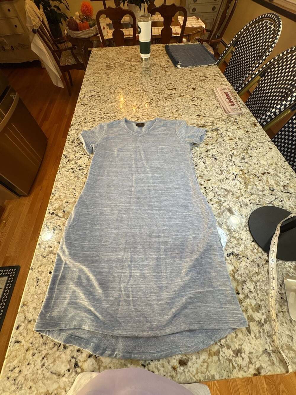 32 Degrees Ladies Dress Size S Heather Gray Short Sleeve V-Neck Lounge Dress